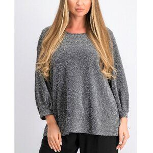 Alfani Metallic-Knit Bishop-Sleeve Top
